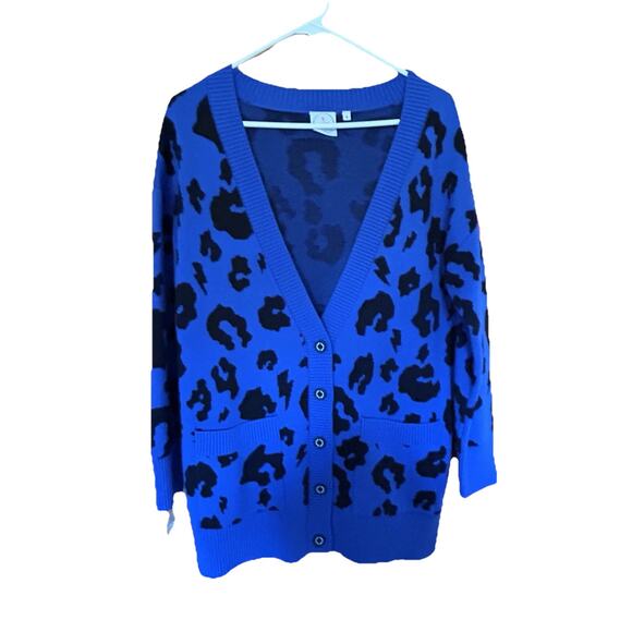 Scamp & Dude Women’s Leopard and Lightning Bolt 5-Button Cardigan Sweater Size 8 - Picture 1 of 11